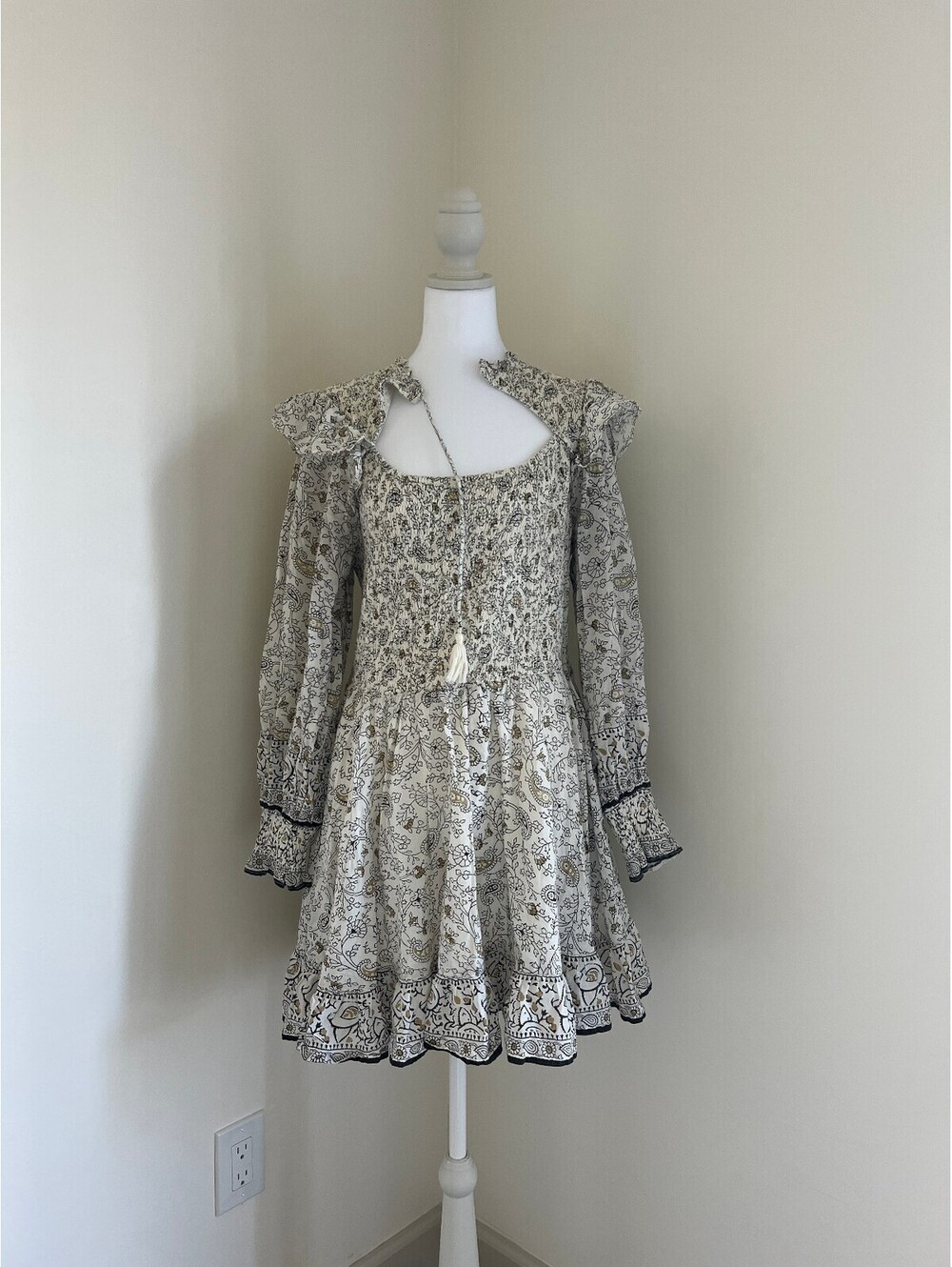 Anthropologie x Cleobella - Bohemian Floral Print Mini Dress with Ruffle, Size L - Picture 3 of 9